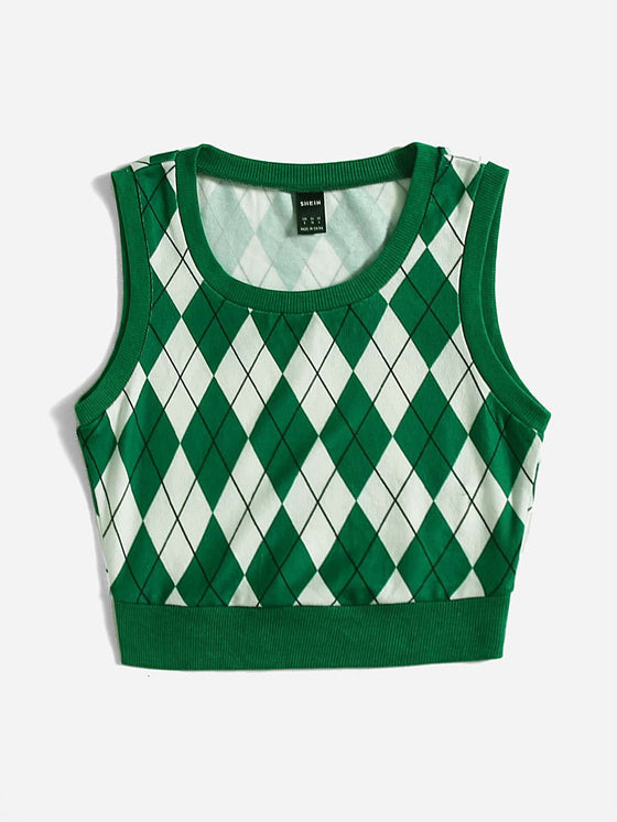 Argyle Pattern Tank Top