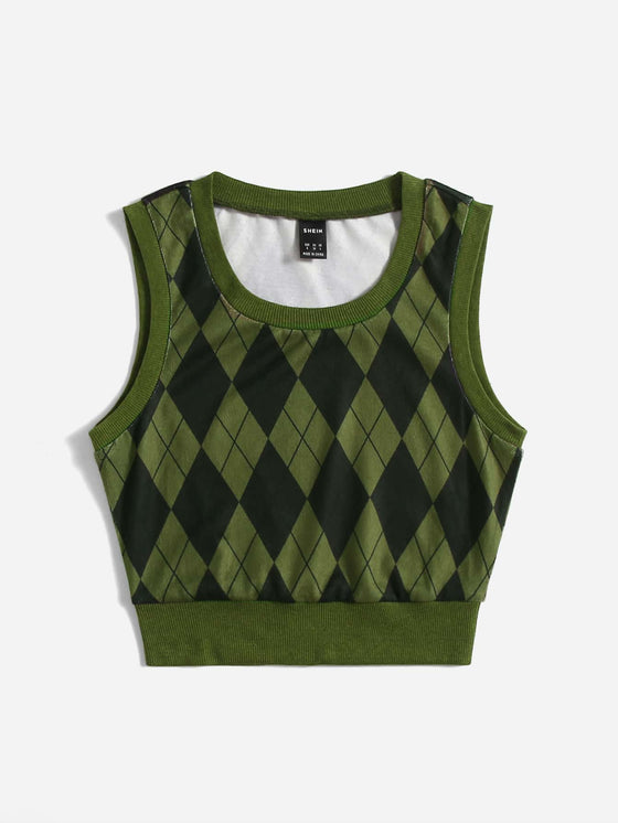 Argyle Pattern Tank Top
