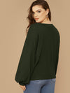 Plus Drop Shoulder Lantern Sleeve Waffle Knit Top