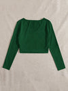 EZwear F Solid V Neck Crop Tee