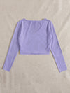 EZwear F Solid V Neck Crop Tee