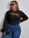 Plus Cut Out Ribbed Knit Tee