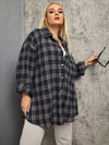 Plus Tartan Plaid Button Up Tunic Shirt