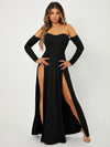 SXY Off Shoulder High Split Dress