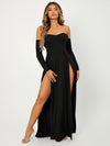 SXY Off Shoulder High Split Dress