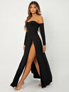 SXY Off Shoulder High Split Dress