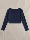 EZwear F Solid V Neck Crop Tee