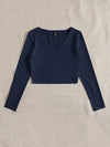 EZwear F Solid V Neck Crop Tee