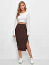 Slit Hem Rib knit Pencil Skirt