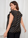 Plus Gilding Print Ruffle Sleeve Blouse