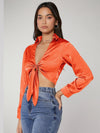 Tie Front Satin Top
