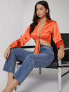 Tie Front Satin Top