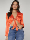 Tie Front Satin Top