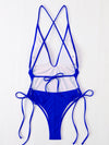Solid Drawstring One Piece Swimsuit