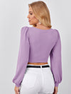 priv Sweetheart Neck Lantern Sleeve Crop Top