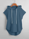 High Low Hem Drawstring Hooded Tee