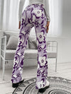 Allover Floral Print Flare Leg Pants