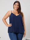Plus Solid Scallop Trim Cami Top