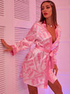 Dollar Print Belted Satin Nightdress