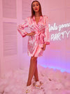 Dollar Print Belted Satin Nightdress