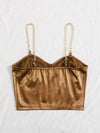 Chain Detail Silky Bustier Cami Crop Top