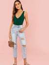 Form Fitting V Neck Tank Top