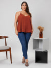 Plus Solid Scallop Trim Cami Top