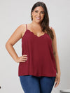 Plus Solid Scallop Trim Cami Top