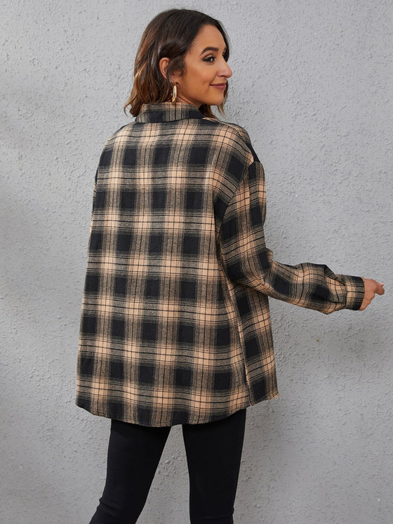 Plaid Print Drop Shoulder Shirt
