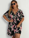 Plus Floral Print Butterfly Sleeve A line Dress