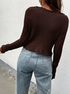 Tie Front Lettuce Trim Crop Cardigan
