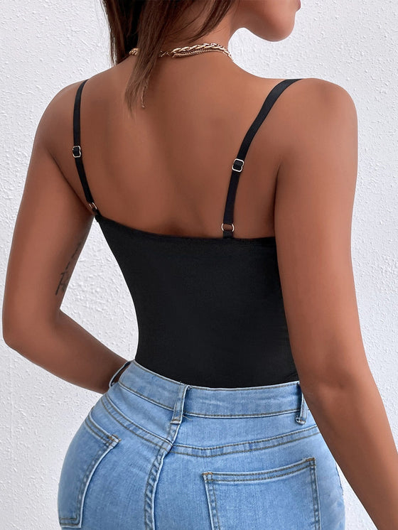 BAE Contrast Mesh Eyelash Lace Cami Bodysuit