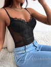 BAE Contrast Mesh Eyelash Lace Cami Bodysuit