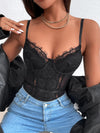 BAE Contrast Mesh Eyelash Lace Cami Bodysuit
