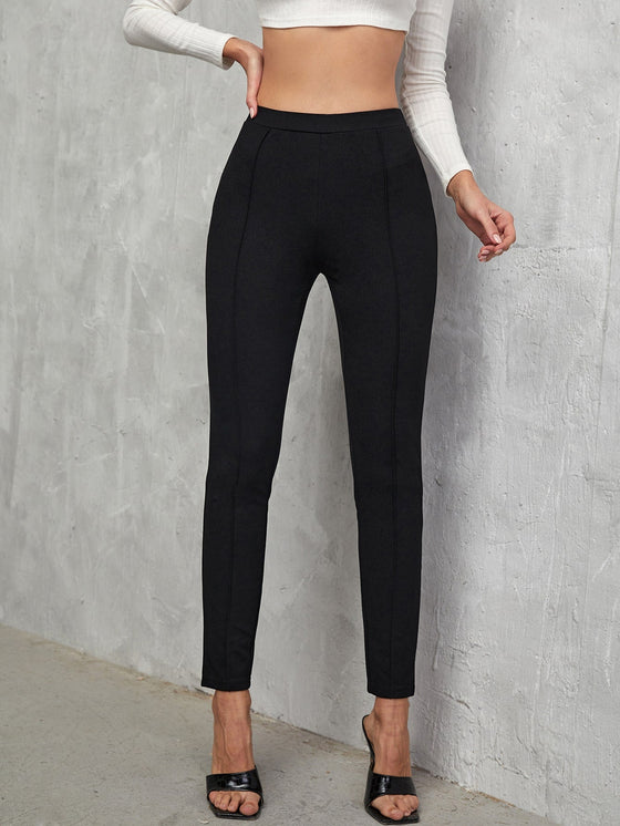 Solid Seam Detail Skinny Pants