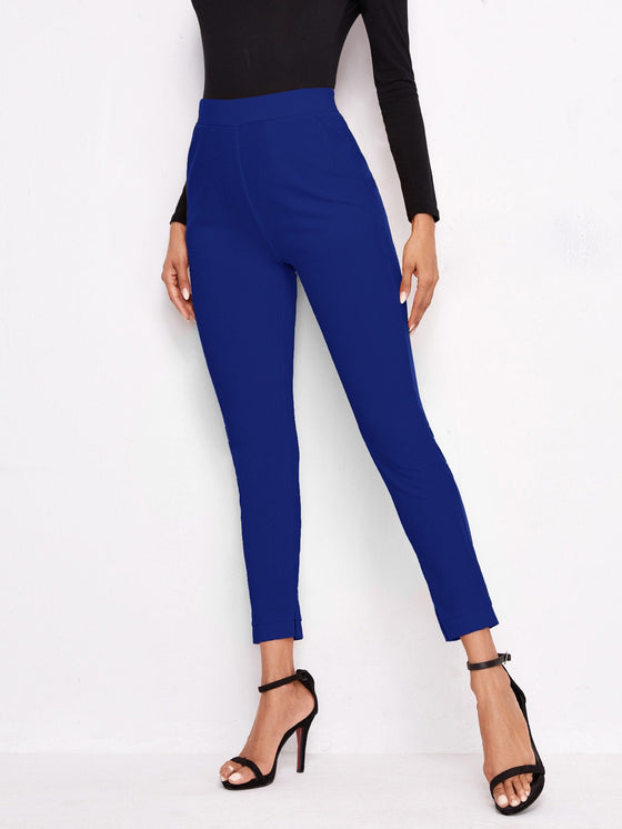 Elastic Waist Split Hem Pants