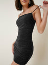 BAE Ruched Detail Glitter Dress
