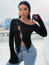 Asymmetrical Neck Cut Out Asymmetrical Top