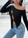 Asymmetrical Neck Cut Out Asymmetrical Top