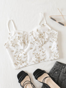  Butterfly Embroidery Crop Cami Top