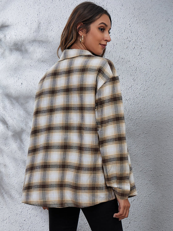 Plaid Print Drop Shoulder Shirt