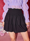 Kawaii Solid Shirred Layered Skirt