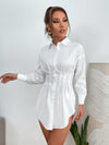 PETITE Drop Shoulder Fold Pleated Shirt Dress