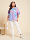 Plus Tie Dye Slogan Graphic Drop Shoulder Tee