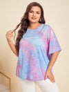 Plus Tie Dye Slogan Graphic Drop Shoulder Tee