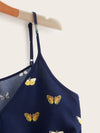 Tie Hem Butterfly Print Cami Crop Top