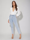 Plunging Neck Flounce Sleeve Bodysuit