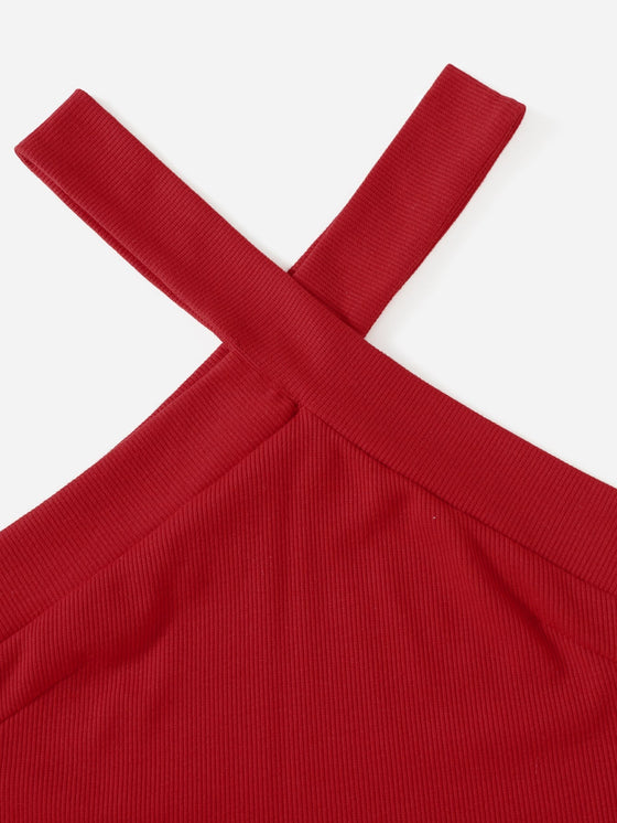 Rib Knit Halter Crop Top