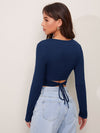 Tied Cutout Back Crop Tee