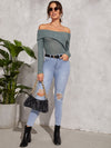 Off Shoulder Wrap Fitted Tee